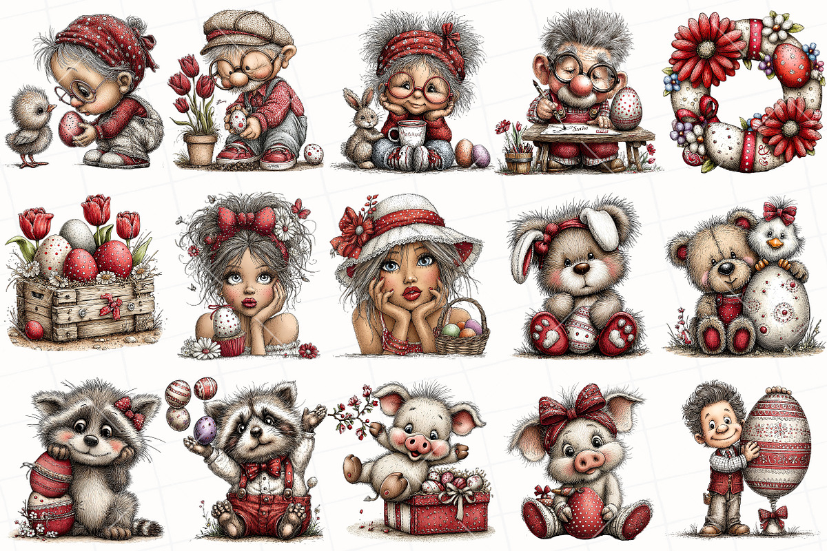Whimsical Easter Clipart Bundle, an Illustration by OK Design (Photo 3 of 6)