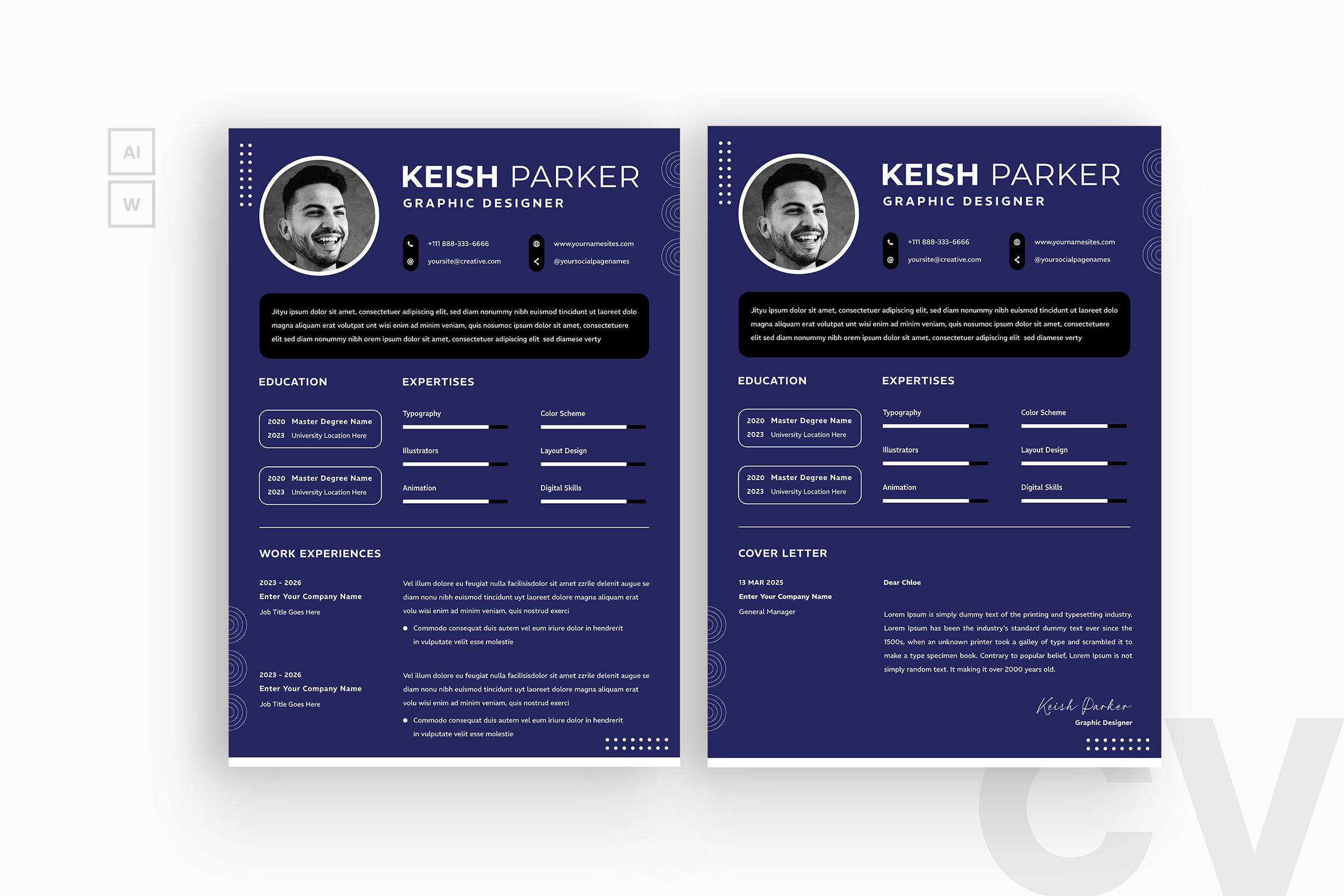 Blue Color Resume, a Resume Template by iDoodle Studio