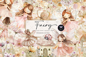 Fairy princess Watercolor Clipart, an Illustration by BigCakeBee