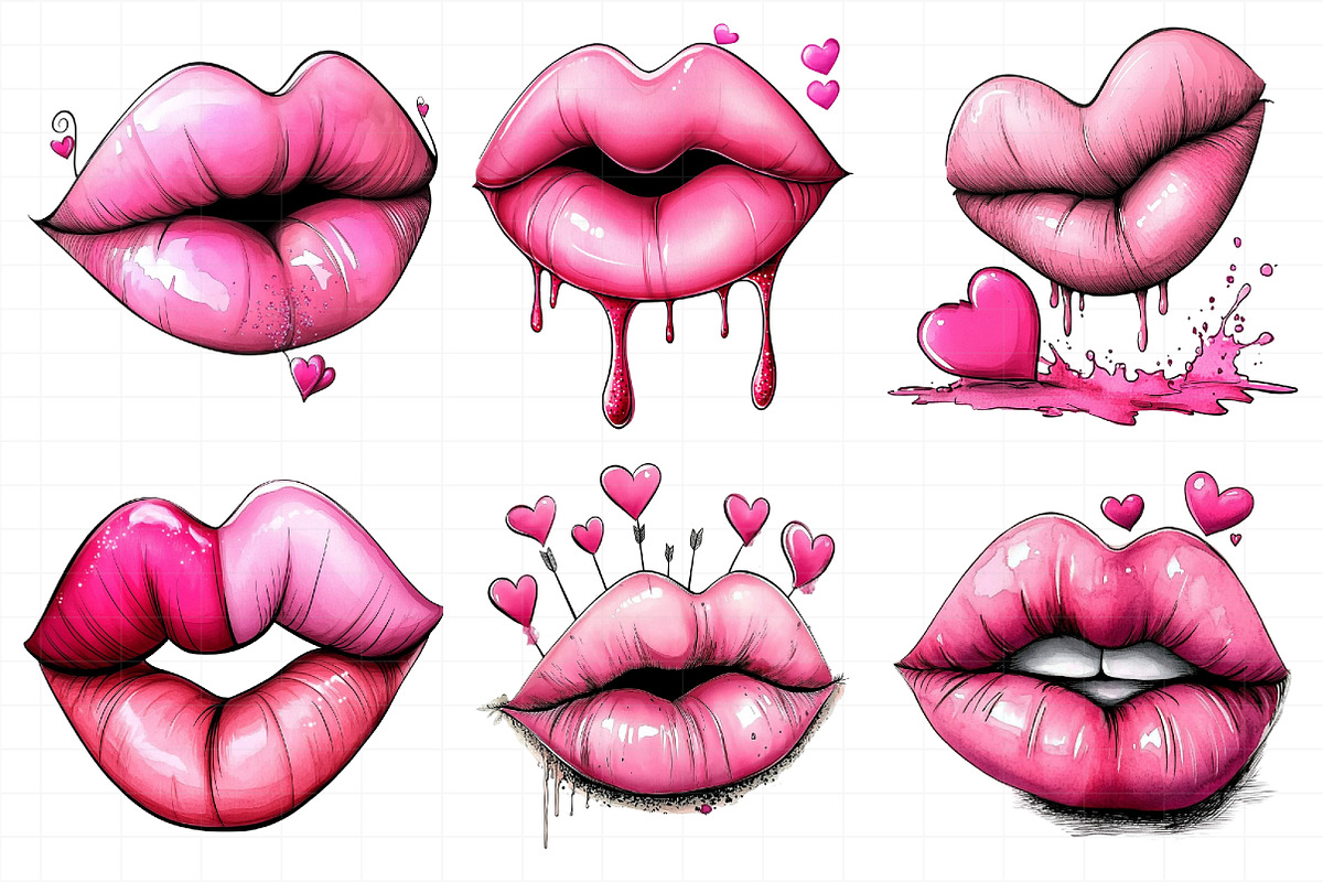 Valentines Day Lips Sublimation Clip, an Illustration by Daily.Designs (Photo 4 of 5)