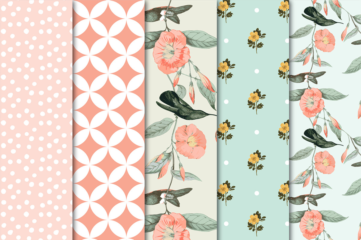 Seamless Digital Paper Hummingbirds preview 3