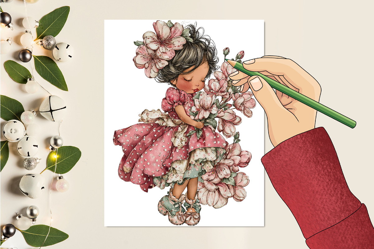 Whimsical Cute Girls Clipart, a Seasonal Illustration by CitraGraphics (Photo 5 of 6)