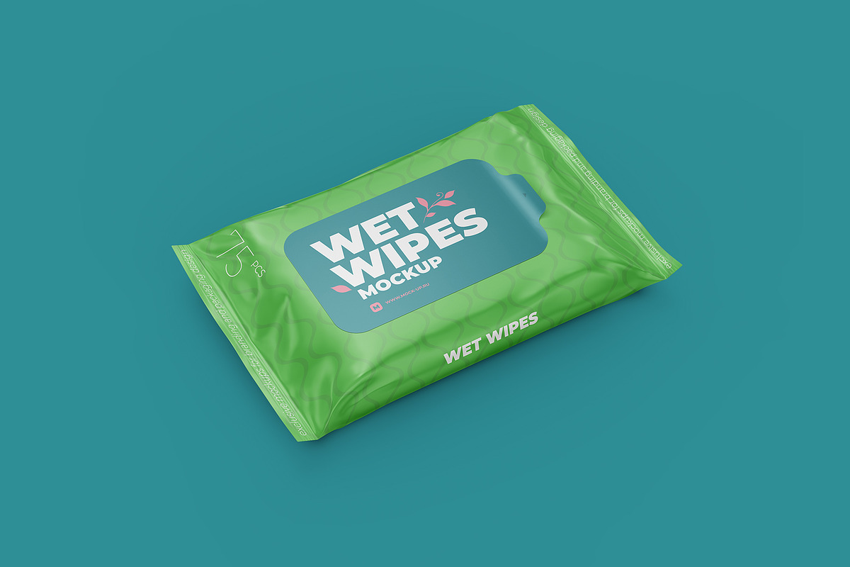 Wet wipes mockup. Angled view, a Packaging Mockup by easymock (Photo 7 of 8)