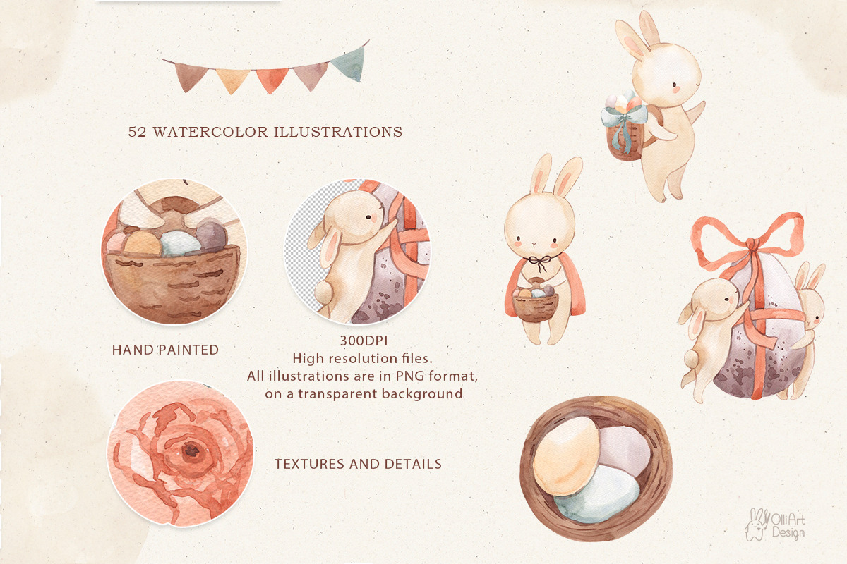 EASTER. Watercolor clipart, an Animal Illustration by OlliArtDesign (Photo 2 of 7)