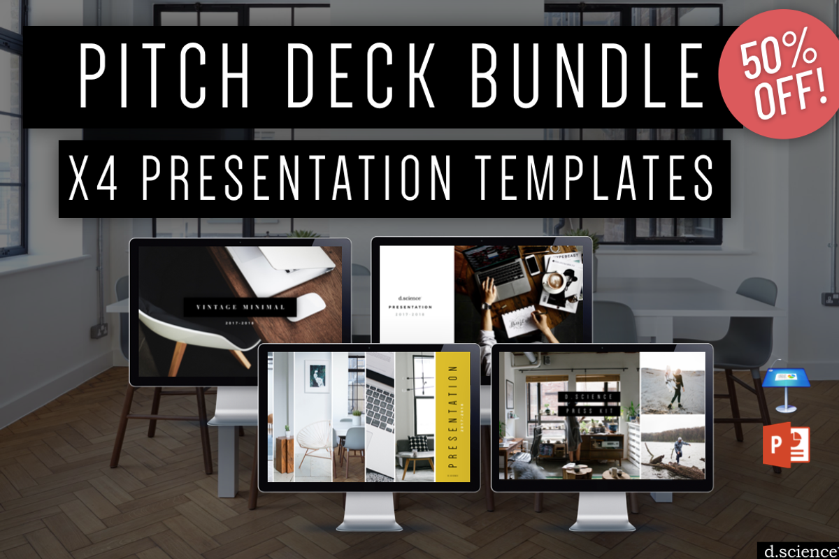 Creative Pitch Deck Bundle 50% OFF, a Presentation Template by Template Monkey @dscience (Photo 1 of 30)