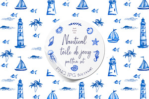 Nautical Toile De Jouy Seamless Patt