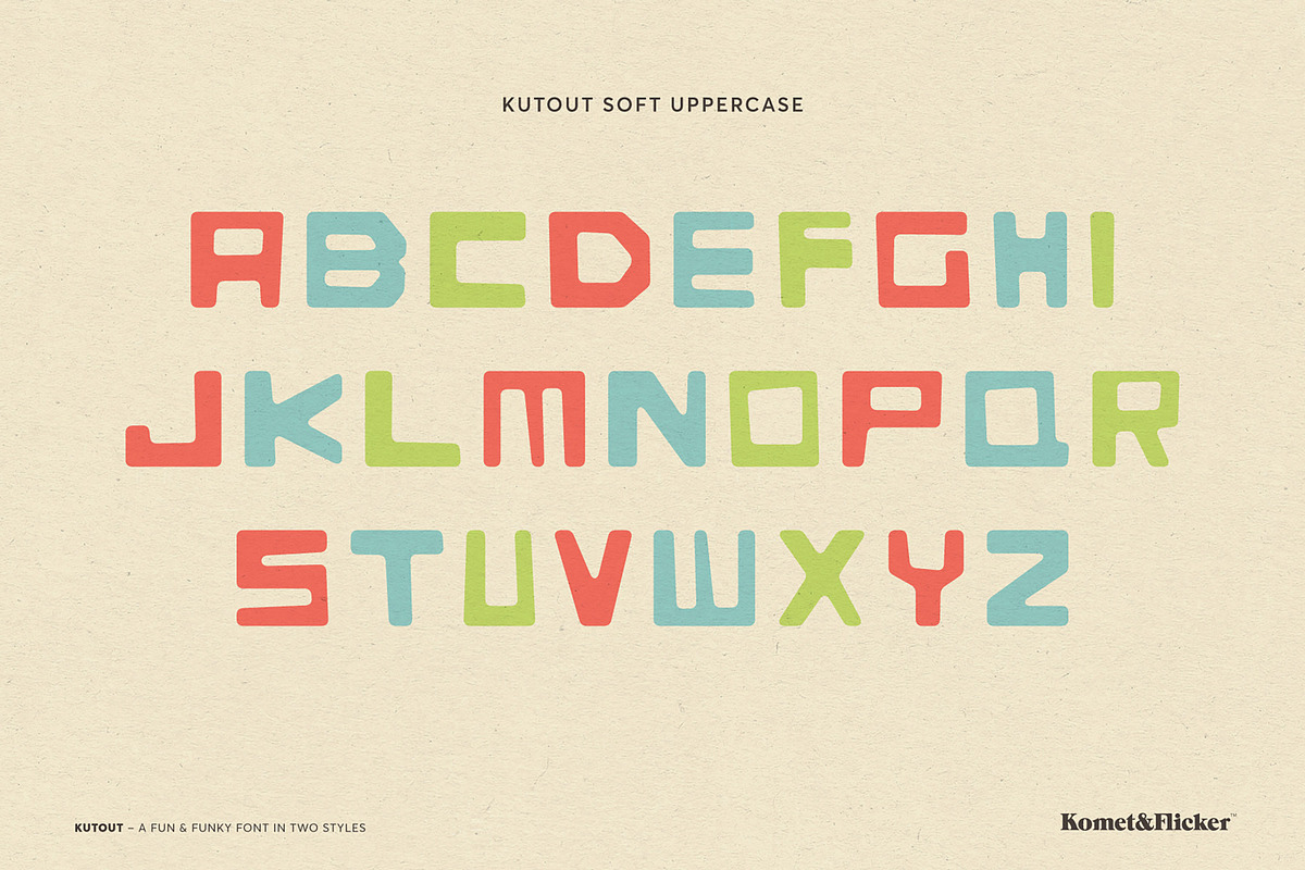 KutOut - A Fun & Funky Font, a Sans Serif Font by Komet & Flicker (Photo 4 of 12)