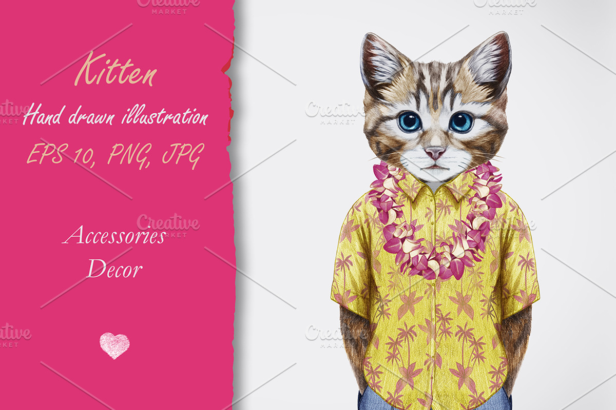 Kitten / Summer Time, an Animal Illustration by Victoria_Novak (Photo 1 of 3)