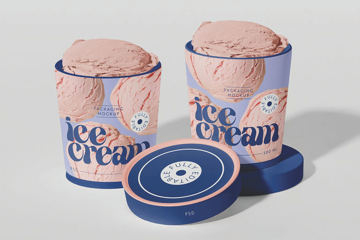 Ice Cream Cups Mockup, a Packaging Mockup by skybluecreative (Photo 1 of 3)