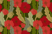 Poppy Botanical Lino, a Pattern Graphic by NayaChu (Thumbnail 3 of 9)