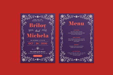Flowerita Wedding Invitation, an Invitation Template by iDoodle Studio