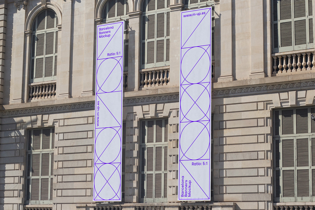 Barcelona Vertical Banners Mockup, a Print Template by M-up (Photo 2 of 2)