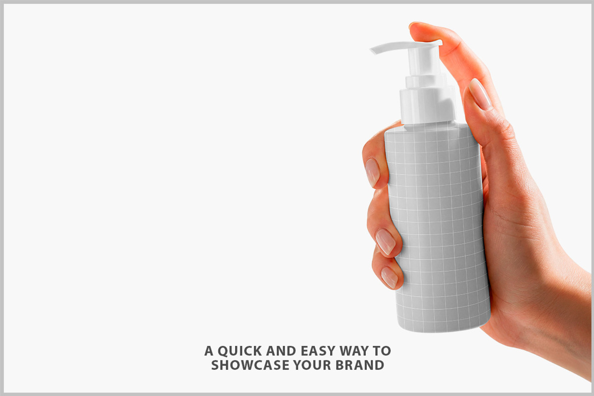 Cosmetic Pump Bottle Mockup Held PSD, a Product Mockup by Bruno's Shop (Photo 2 of 4)