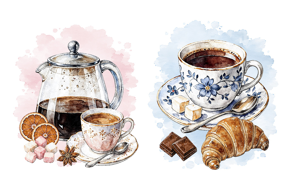 Watercolor Coffee Clipart (46), a Food Illustration by Iryna Denysova (Photo 7 of 8)