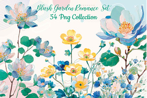 Blush Garden Romance Clipart Set, an Illustration by DreamCafeArt