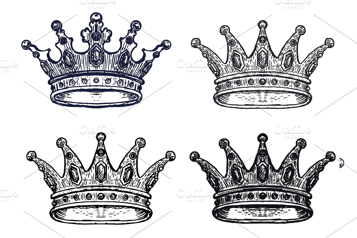 Set of Hand Drawn Crowns, a Decorative Illustration by idimair (Photo 1 of 2)
