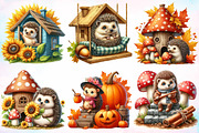 Autumn Hedgehog with House Clipart, a Seasonal Illustration by Canvas Craft (Thumbnail 2 of 7)