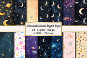 Whimsical Celestial Digital Paper, an Illustration by OK Design (Thumbnail 1 of 3)