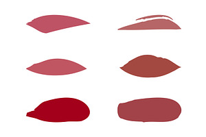 Six distinct lipstick swatches, an Object Illustration by okskukuruza