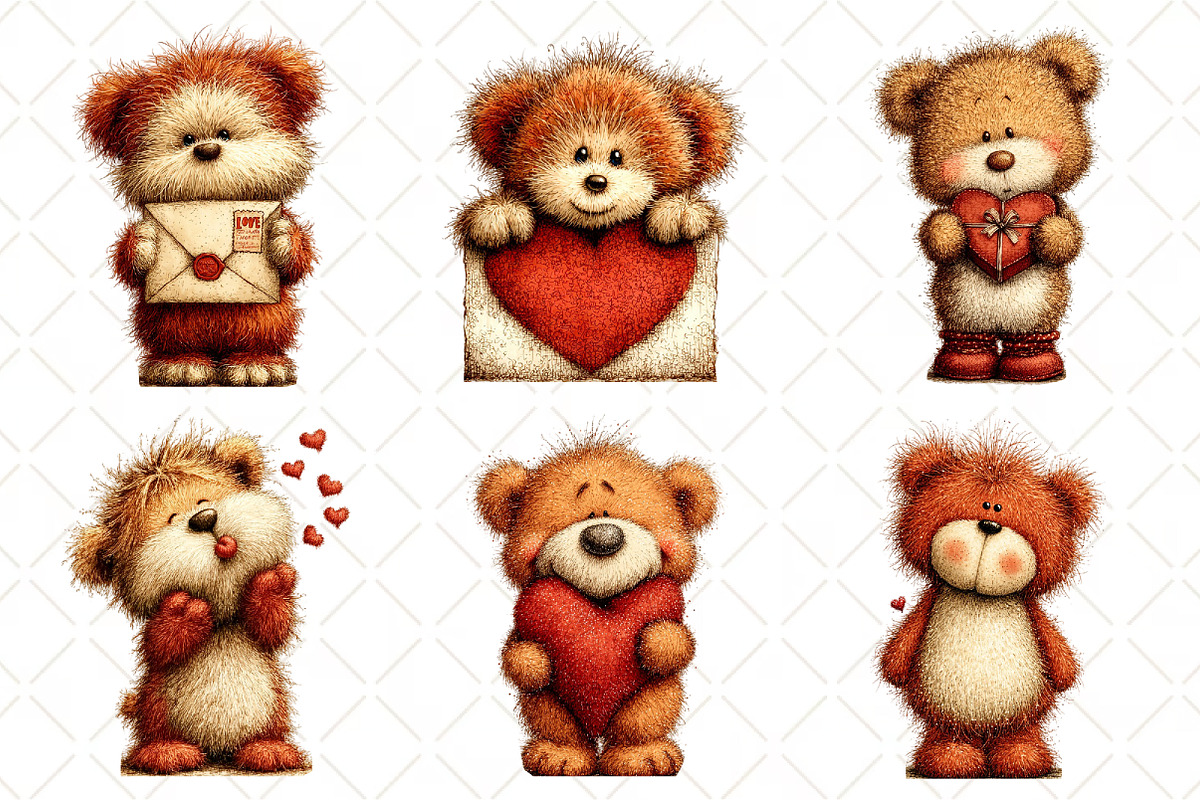 Whimsical Valentine Bear Clipart, an Illustration by Black Bird Studio (Photo 6 of 6)