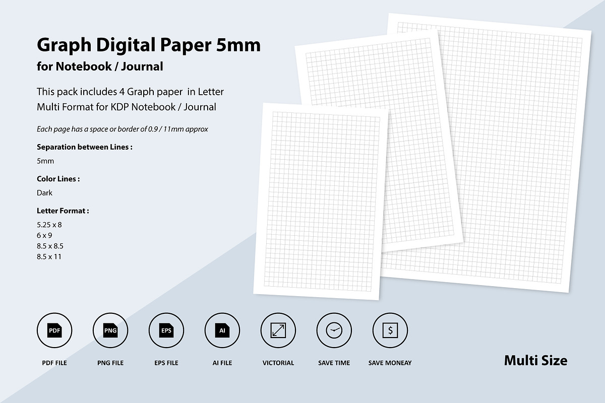 4 Digital Graph Paper for KDP 5mm, a Pattern Graphic by Creativekdp
