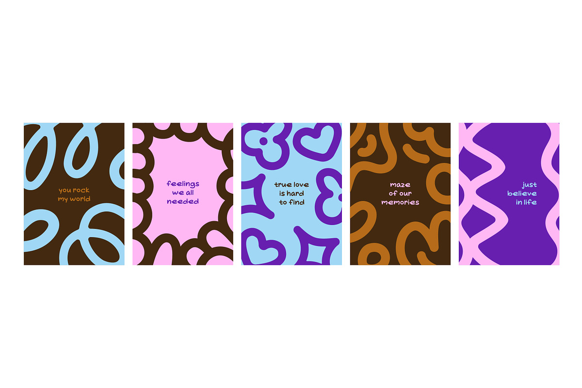 Abstract doodle posters, cards set, a Decorative Illustration by Good Studio (Photo 2 of 8)