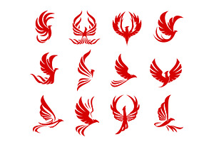 Red Phoenix Bird Icons