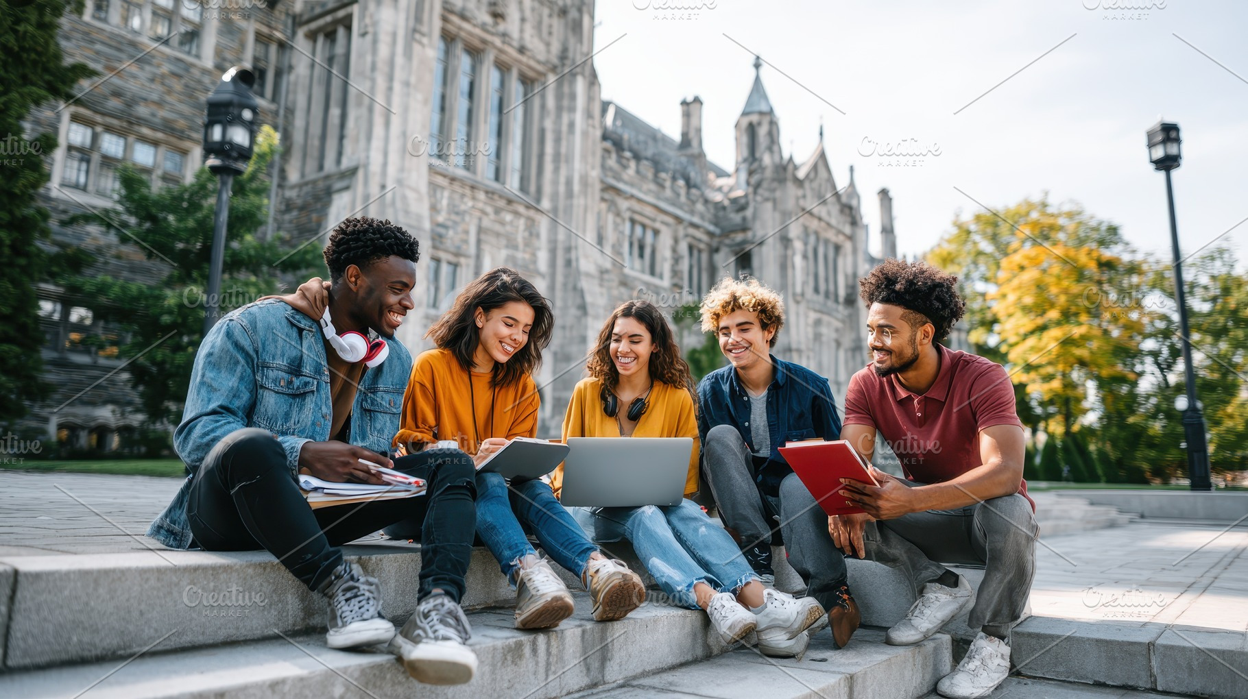 Diverse Students Studying Together o, a Photo by Pixeness Studio