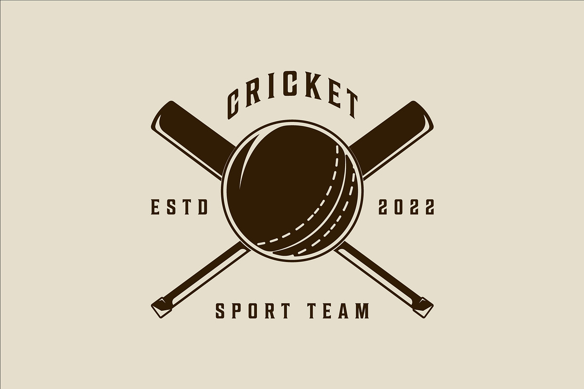 cricket sport logo vintage vector, a Branding & Logo Template by zyxroun shop