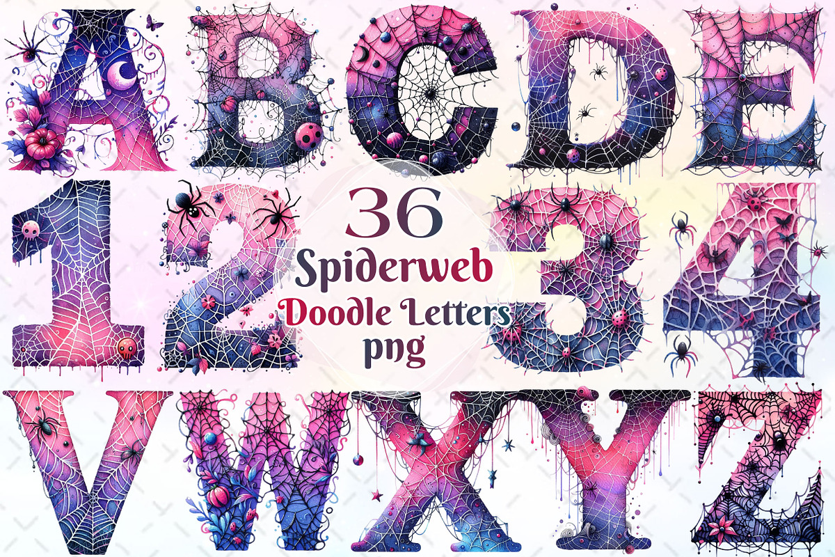 Spiderweb Doodle Letters Sublimation, a Work Illustration by Dream Creation (Photo 1 of 6)