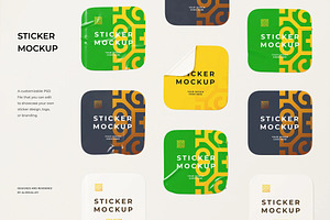 Square Sticker Mockup, a Packaging Mockup by zpackcreative