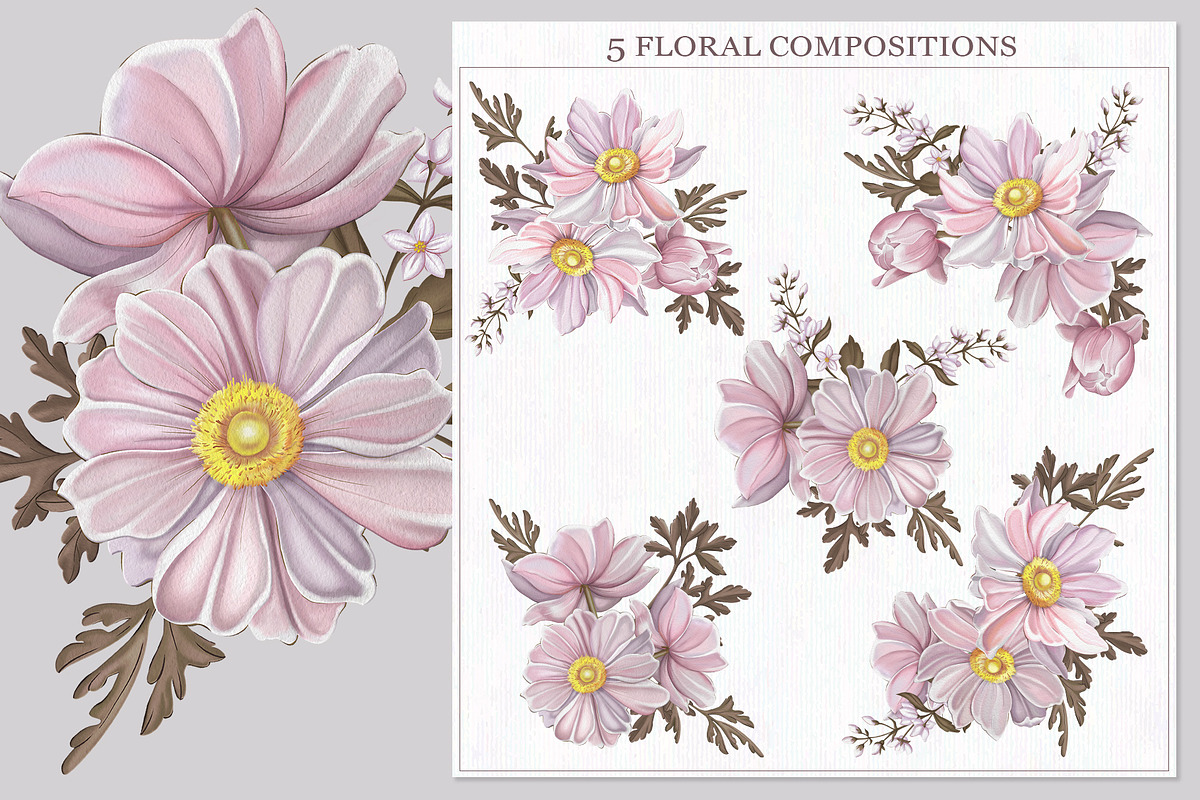 Pink floral bloom Individual element, a Decorative Illustration by DamriNa art (Photo 2 of 10)