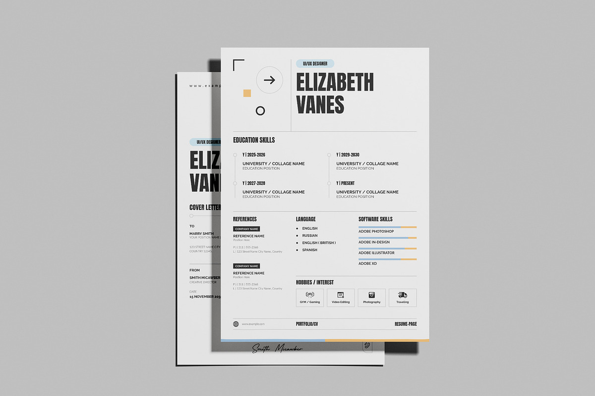 Modern Resume CV Template, a Resume Template by NorthPeak (Photo 5 of 6)