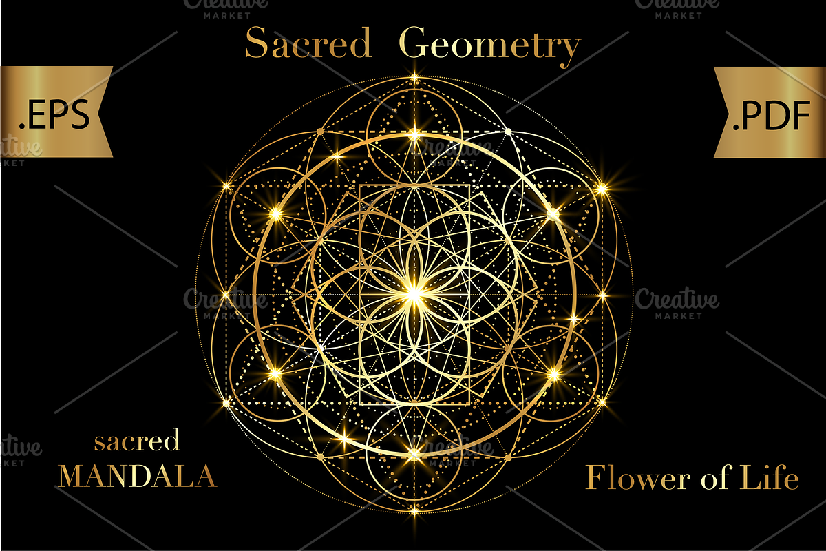 Sacred Geometry gold Flower of life, an Object Graphic by GraphicRedStudio (Photo 1 of 2)
