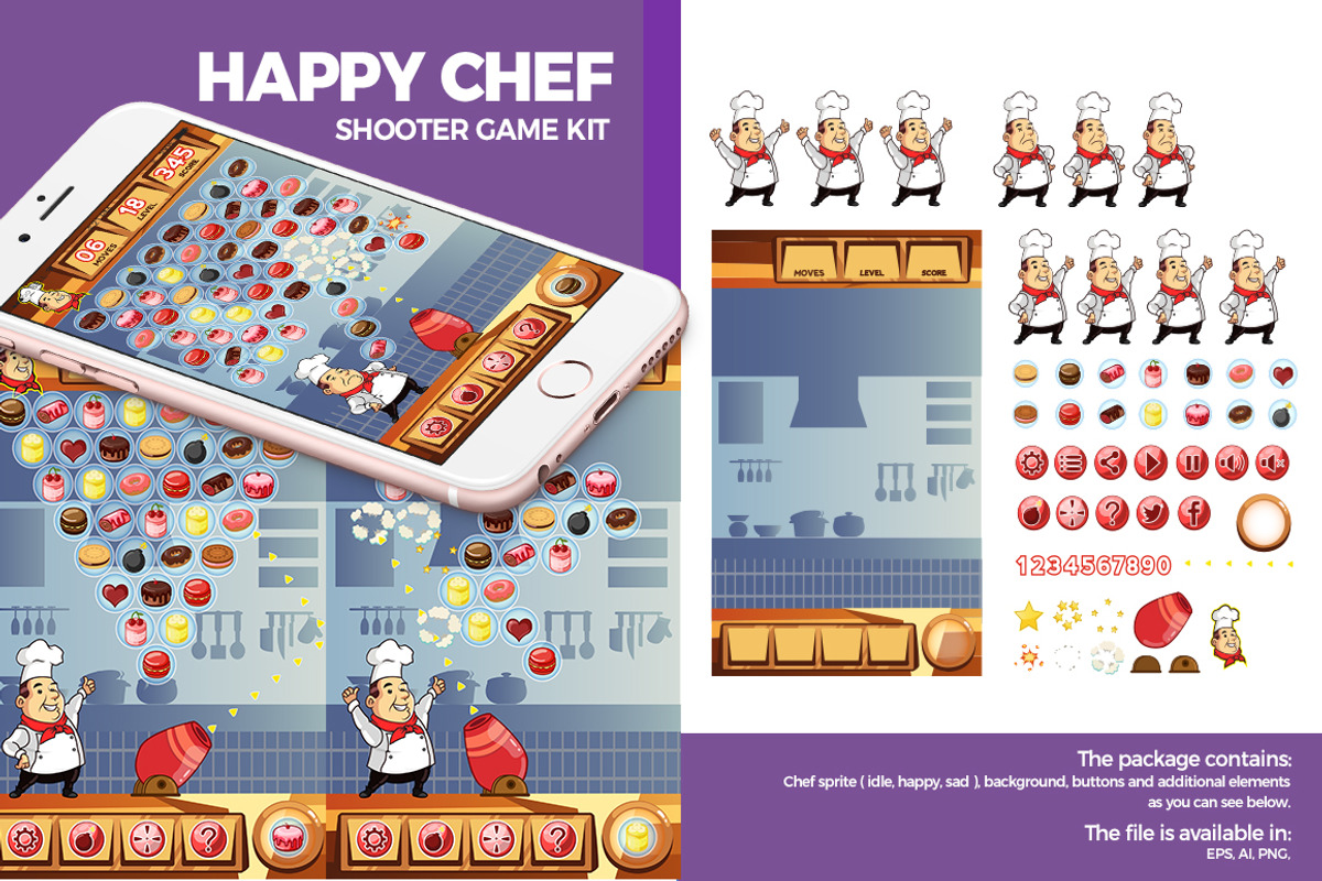Happy Chef Ball Shooter Game Kit, an Illustration by Silpin