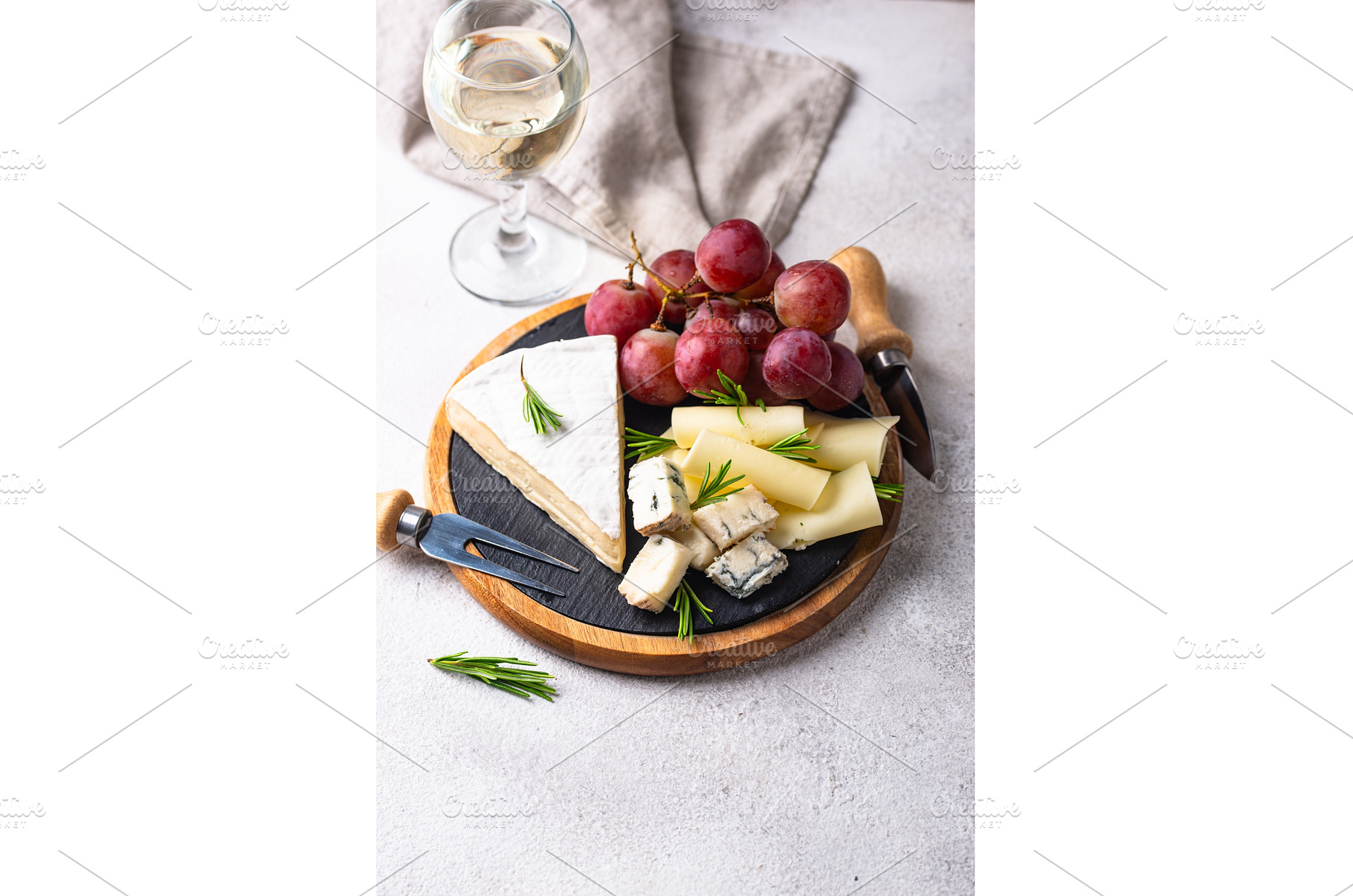 Different types of cheese, wine and, a Food & Drink Photo by Yulia Furman