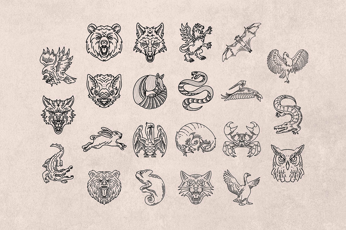 Beast Logo & Badge Pack, an Animal Illustration by Skilline Supply Co. (Photo 6 of 12)