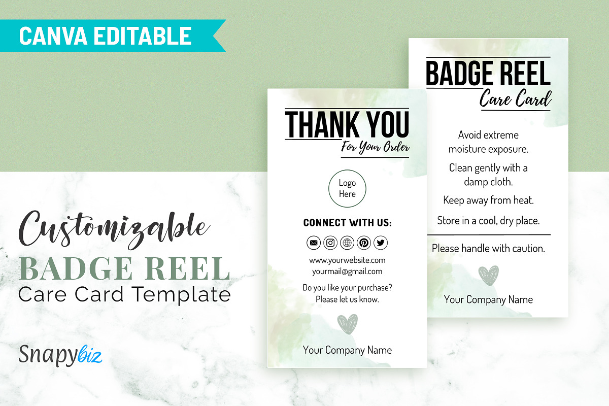 Badge Reel Care Card Template, a Design Template by Snapybiz (Photo 2 of 10)