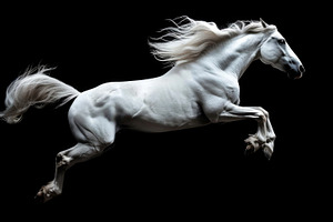 Horse jump on a black background, an Animal Photo by Handmadefont