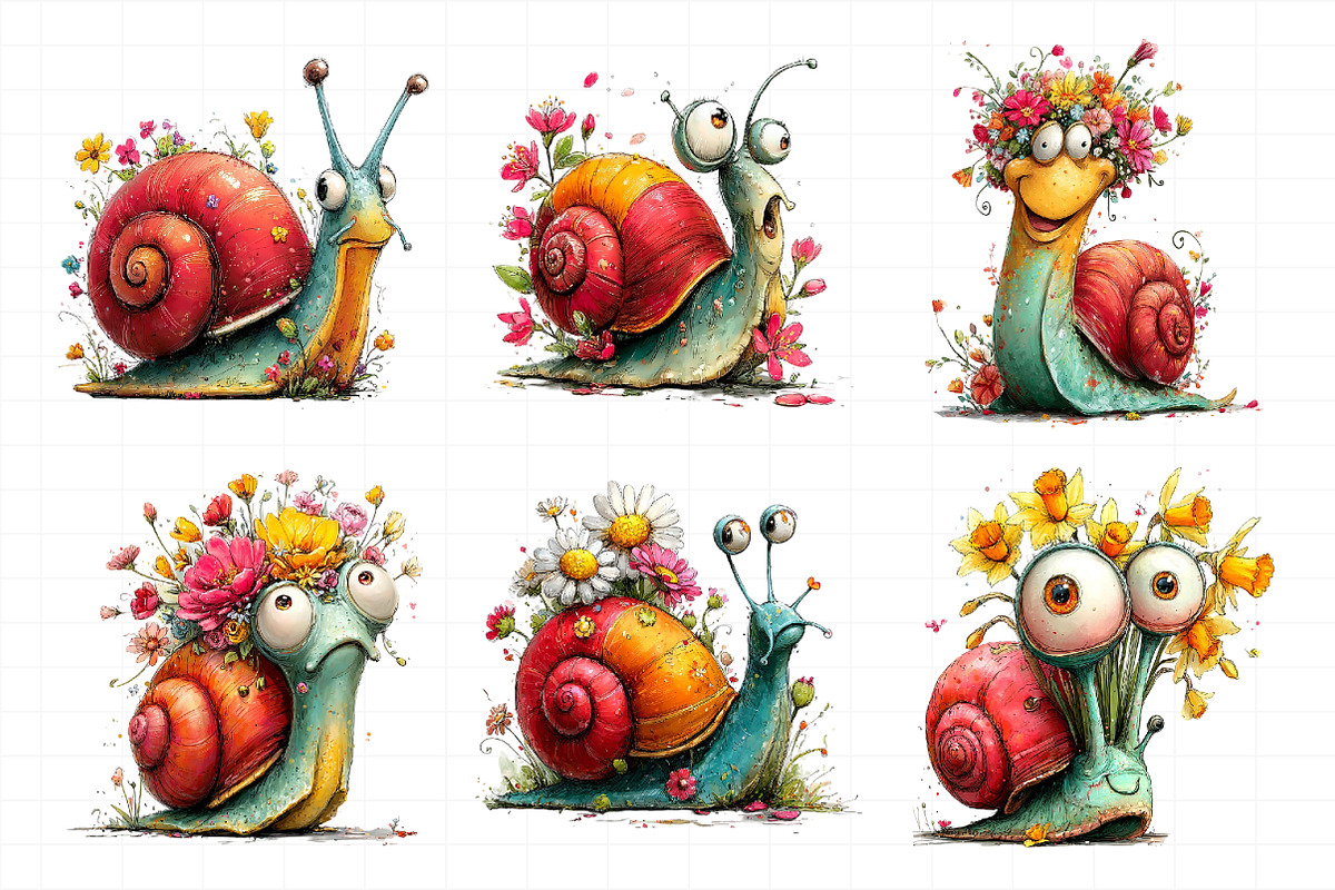 Whimsical Spring Snail Clipart, an Illustration by Daily.Designs (Photo 3 of 8)