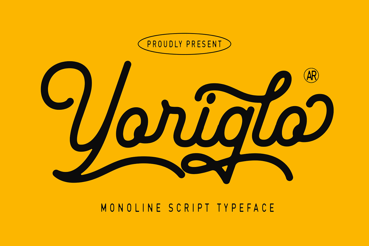 Yoriglo - Monoline Script Font, a Script Font by Arendxstudio (Photo 1 of 9)