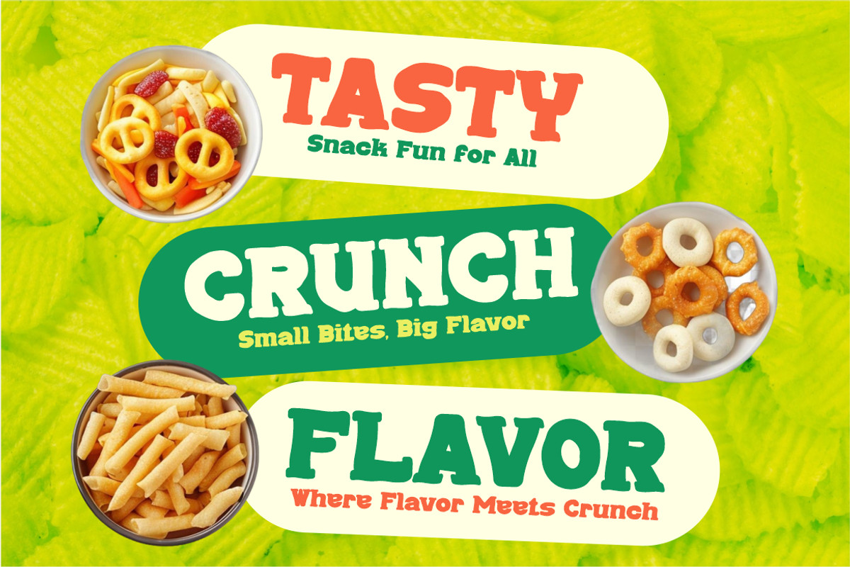 Snack Pillow Chunky Food Display, a Font by PutraCetol Studio (Photo 3 of 5)