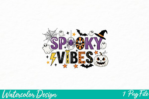 Spooky Vibes PNG, Halloween png, an Illustration by Watercolor design