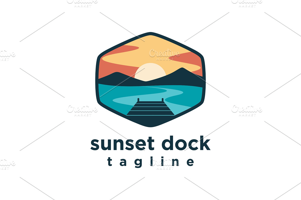 Dock and sunset logo design, a Branding & Logo Template by jundio studio