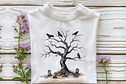 Watercolor Halloween Tree Clipart, an Illustration by Rose Art (Thumbnail 4 of 7)