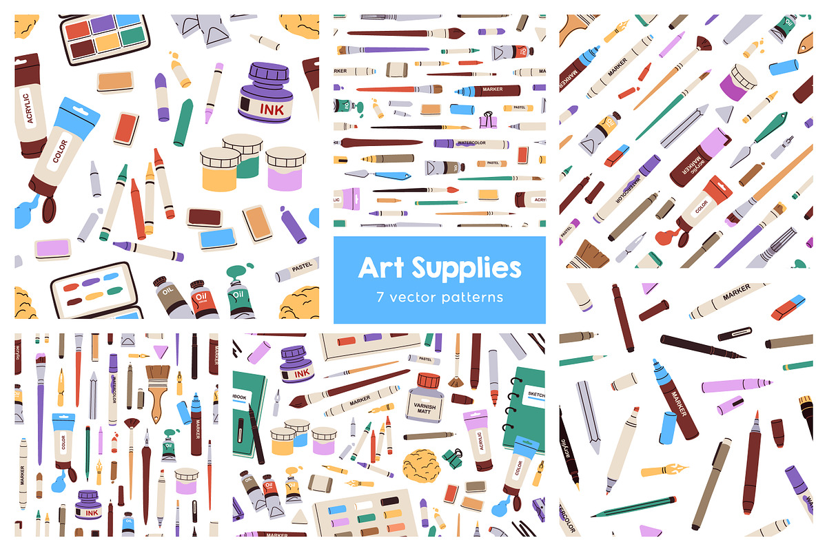 Art tools, supplies seamless pattern, a Pattern Graphic by Good Studio (Photo 1 of 15)