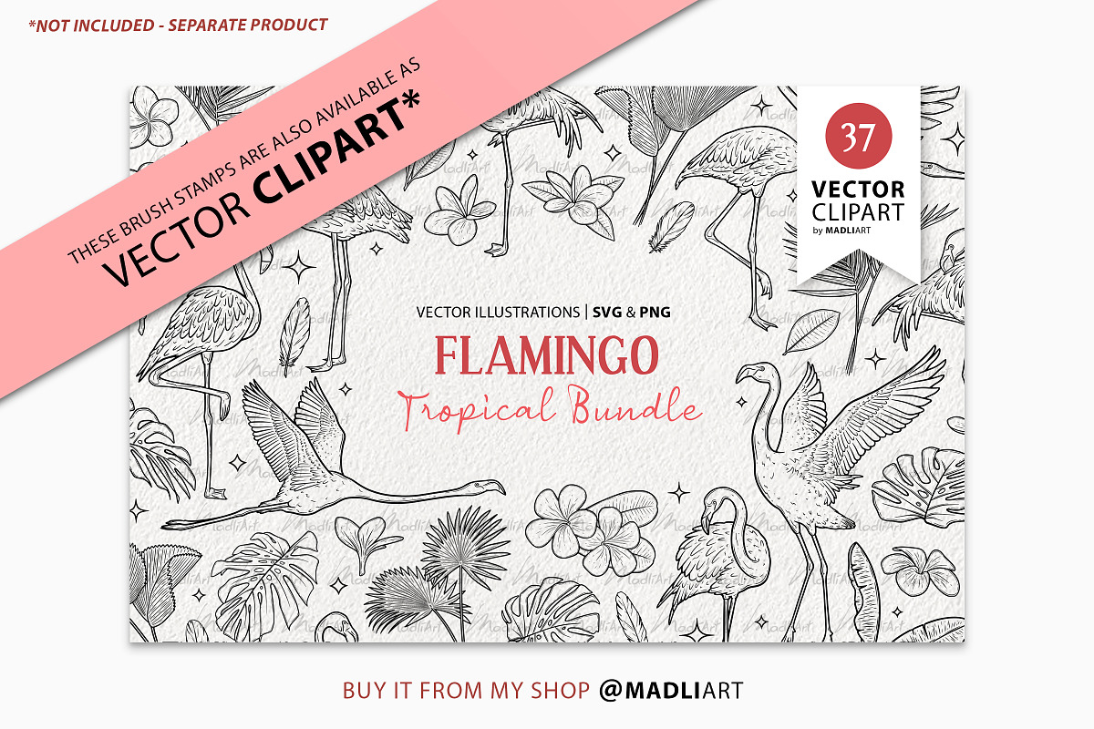 Tropical Flamingo Procreate Stamps, a Shape Add-On by MadliArt (Photo 5 of 5)
