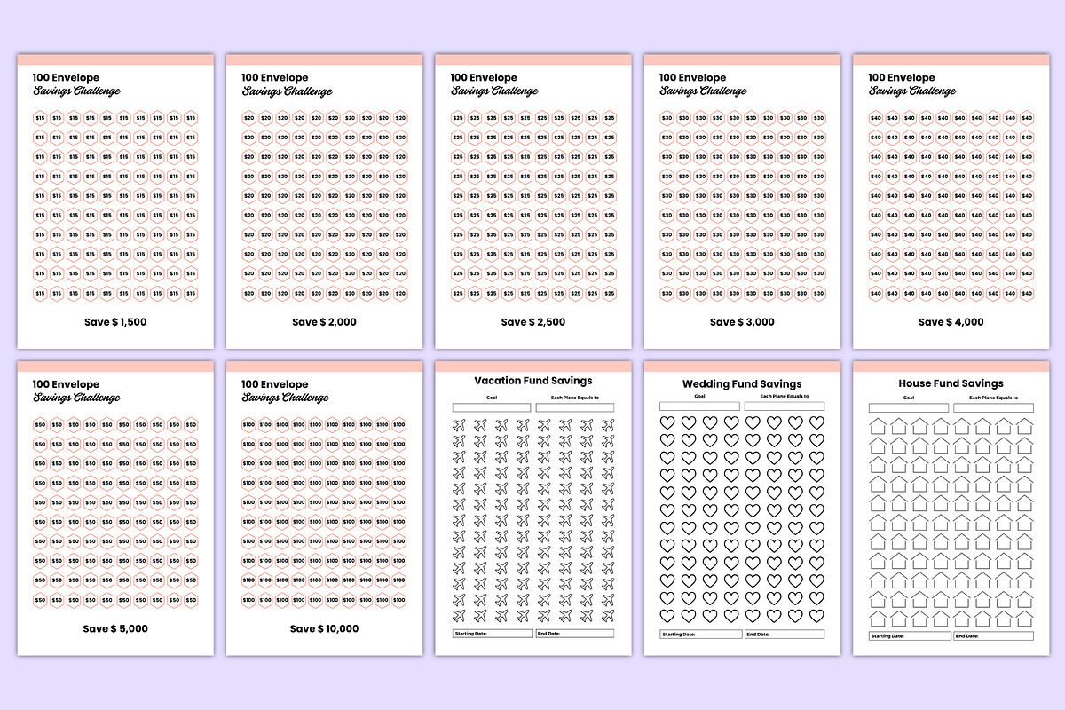 Money Saving Challenges Bundle Canva, a Stationery Template by Mustafiz (Photo 5 of 6)