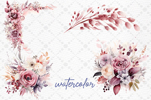 Dusty Pink Flowers Clipart