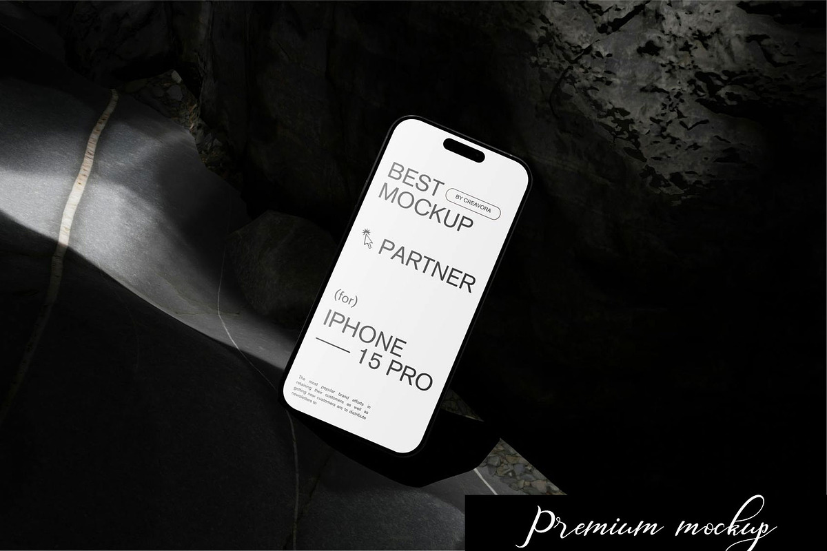 Black iPhone 14 Pro Mockups, an iPhone Mockup by PremiumMockup (Photo 5 of 6)